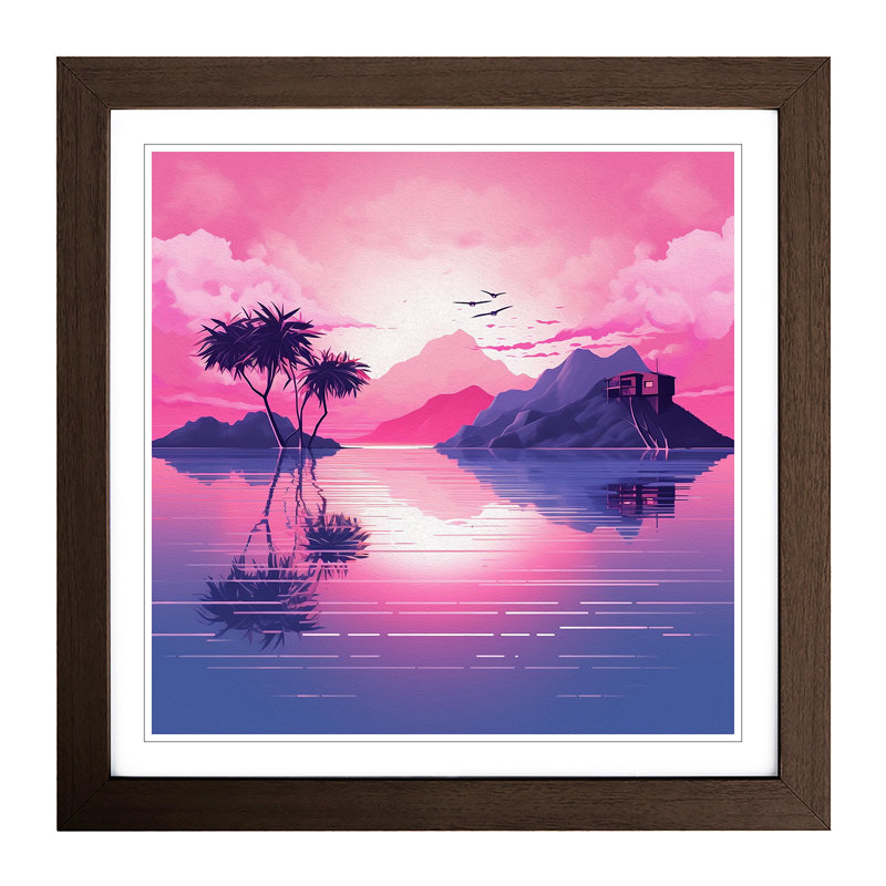 Sunrise Vaporwave - Framed Print, Walnut