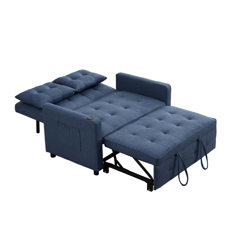 Fauteuil réglable, canapé-lit simple convertible, fauteuil-lit coulissant, Bleu