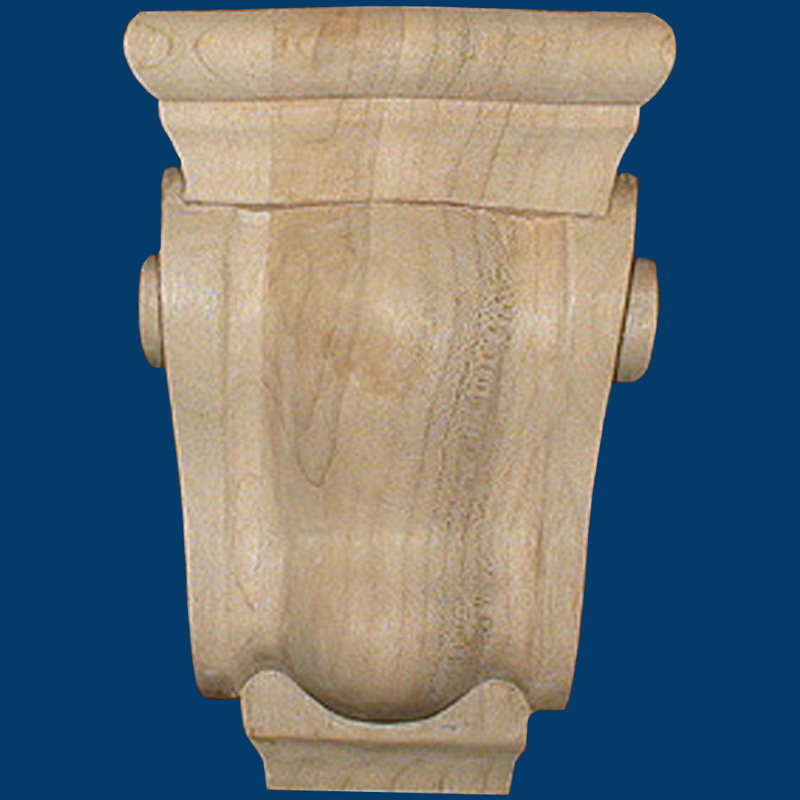 Corbeau à volutes H 4 3/8 po x l 3 po x P 1 5/8 po, Érable dur