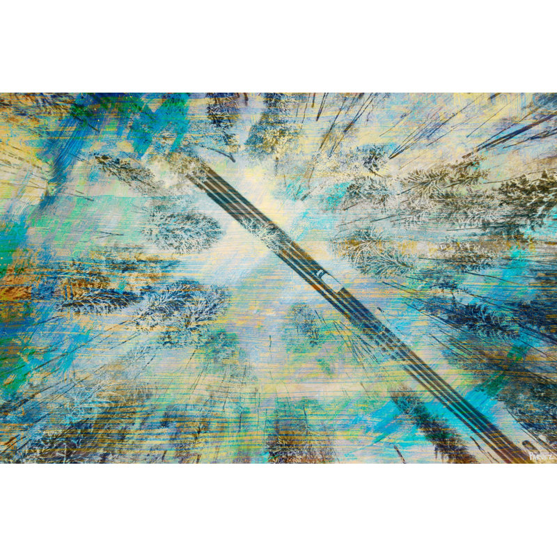 Tall Tree Road Abstract Blue and Green Canvas Art