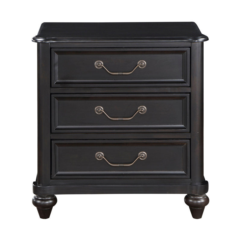 Table de chevet de chambre à coucher en brun anthracite, 3 tiroirs et finition brune au design magnétique
