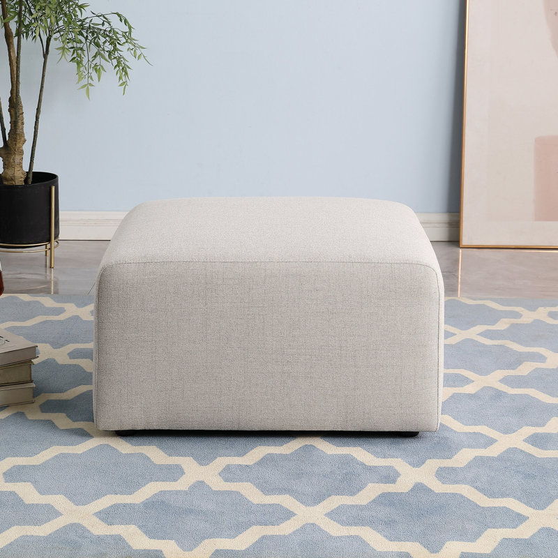 Canapé-repose-pieds, sans assemblage, tissu chenille beige L 29,92 po x l 29,92 po x H 16,73 po (longueur x largeur x hauteur)