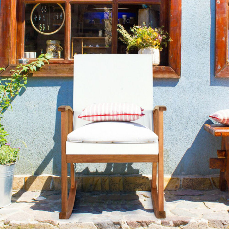 Chaise berçante de jardin avec coussins Zehr