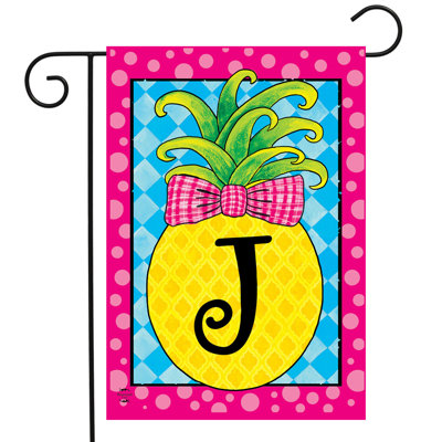 Pineapple Monogram Letter J Garden Flag