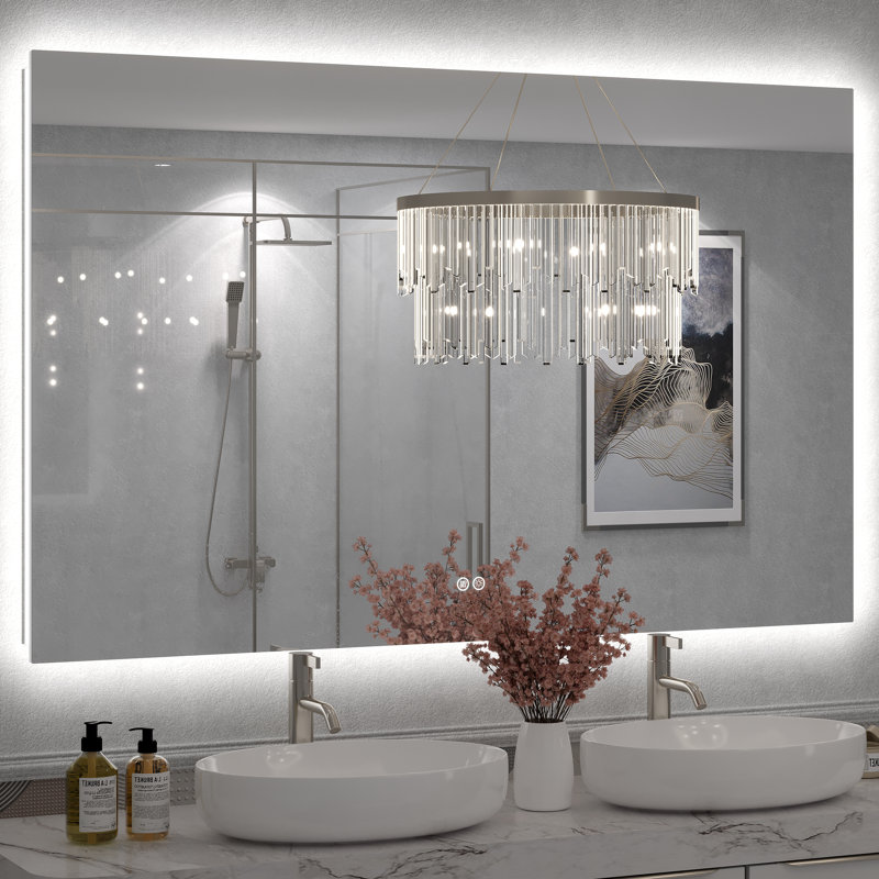 Miroir de salle de bain mural Molly, 57 po x 36 po, Rectangulaire