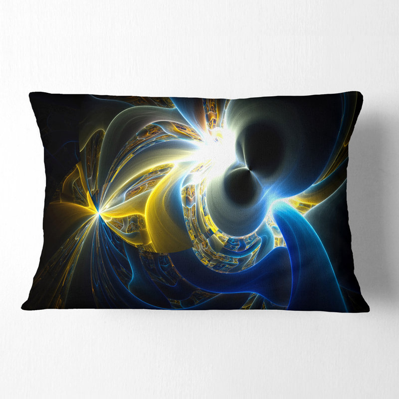 Plasma brillant - coussin abstrait imprimé, Bleu / jaune