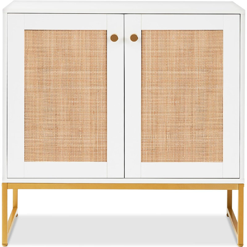 Britaney Accent Cabinet, White/Gold
