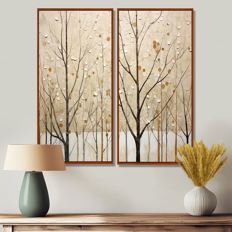Harmonous arbre beige art II - grands arbres, art mural, 20" H x 24" W, Reproduction encadrée sans passe-partout, Brun