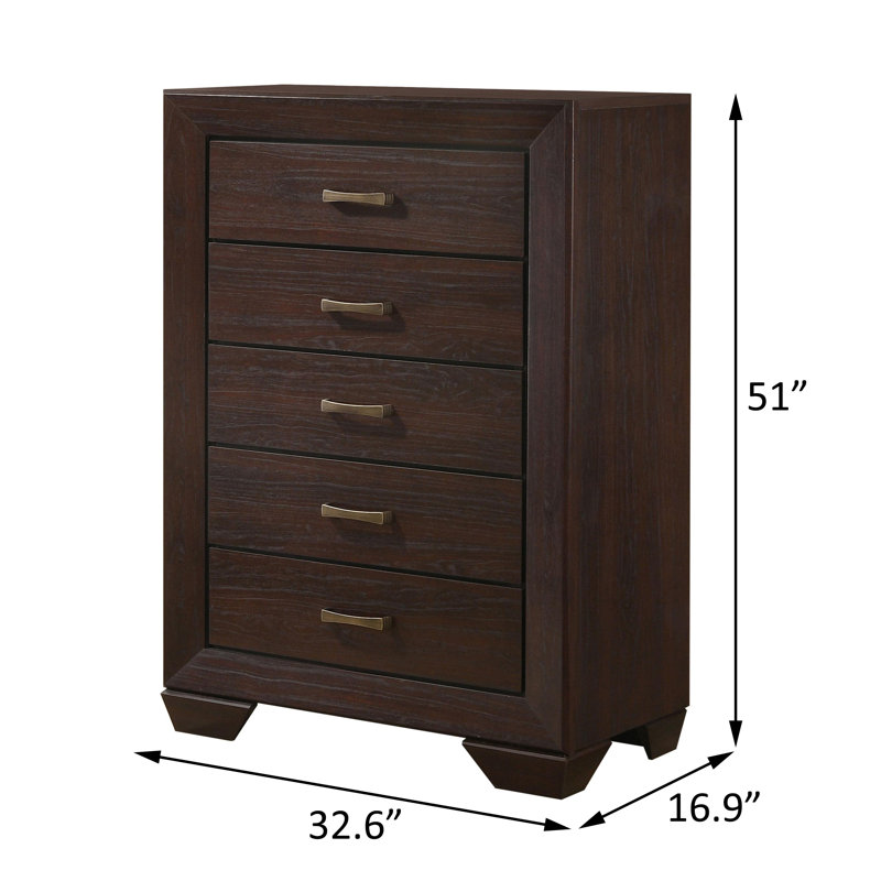 Ensemble de chambre à coucher Canmore , Cacao foncé, Bed, Nightstands, Dresser, Mirror, Chest, Très grand californien