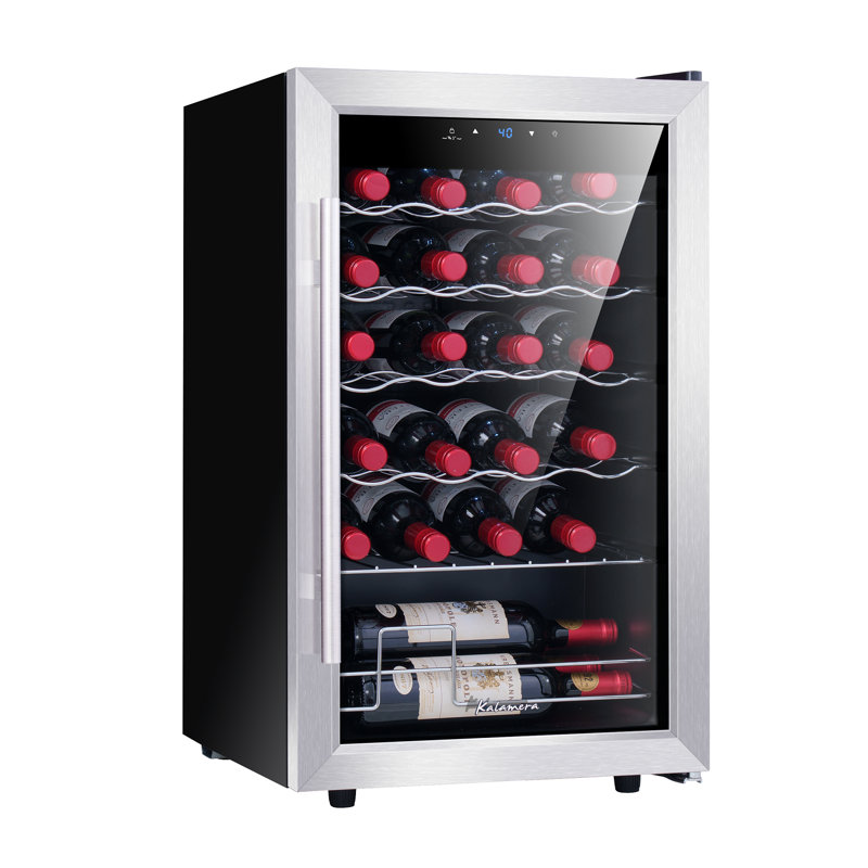 Stainless Steel 24-Bottle Freestanding Wine Cooler with LED Lighting