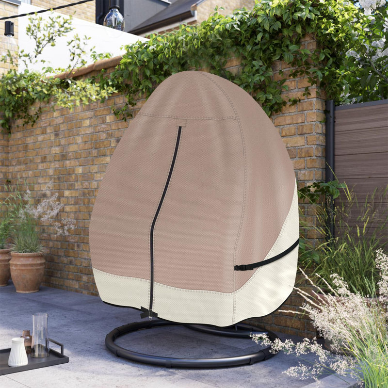 Housse pour chaise à œufs suspendue pour patio - 600D imperméable avec siège pivotant en osier et siège double, brun clair et kaki