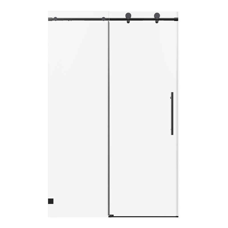 Bafv 44-48" W x 76" H Frameless Shower Door Single Sliding Soft-Close with 5/16"(8mm) Tempered Glass, Matte Black