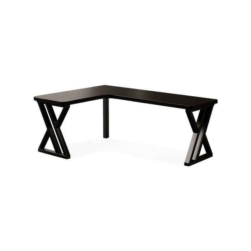 Bureau d'écriture rectangulaire en bois massif noir, H 29,53 po x l 70,87 po x P 47,24 po, Orienté à gauche (vu de face)