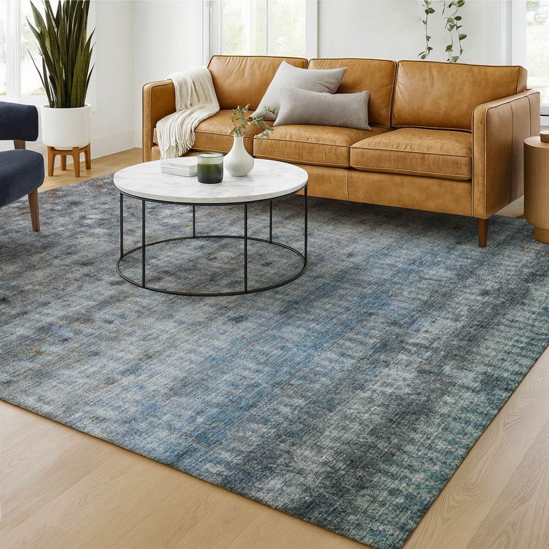 Premium Machine Washable Mayfield Stripes Rug, Blue, 3' x 5'