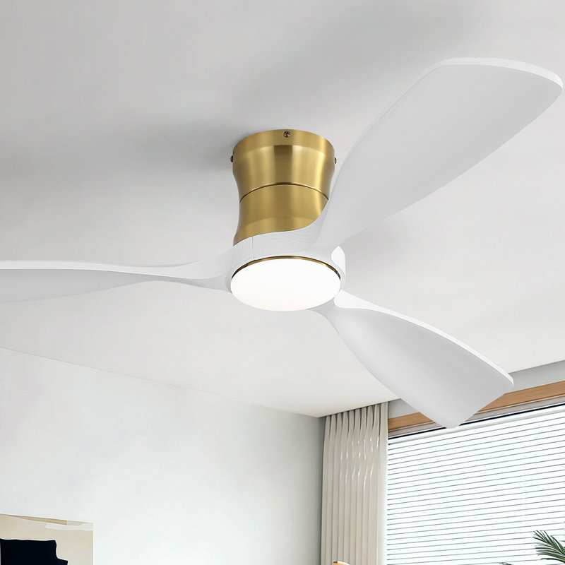 48'' Transitional Modern Led Dimmable Ceiling Fan With Lights And Remote Control 3cct Reversible Dc Motor Timer Memory, Gold