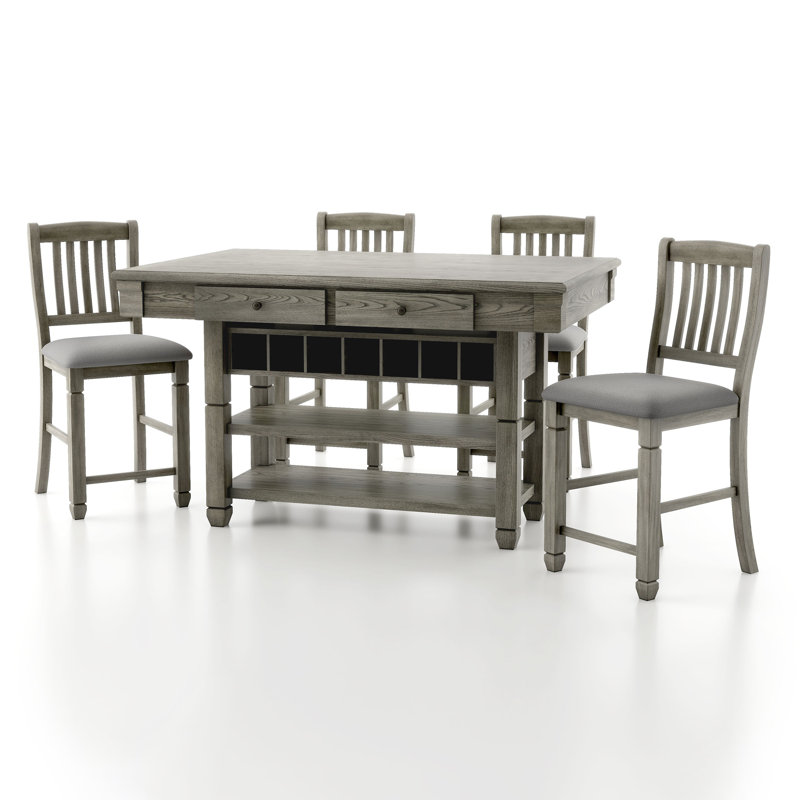 Bruun Wood 7 Counter Height Table Set, 5 Pieces: Table, 4 Chairs