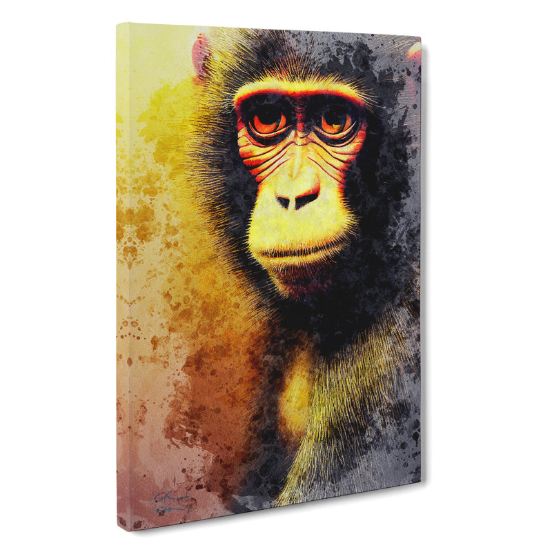 Watercolour Monkey No.1 - Wrapped Canvas, 76cm H x 50cm W x 3cm D
