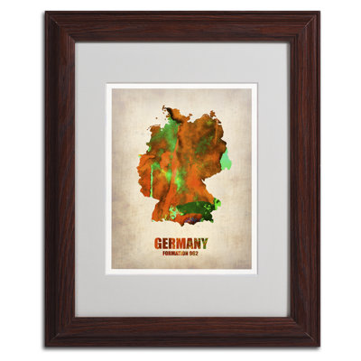 « germany aquarelle map », reproduction d’impression sur toile encadrée