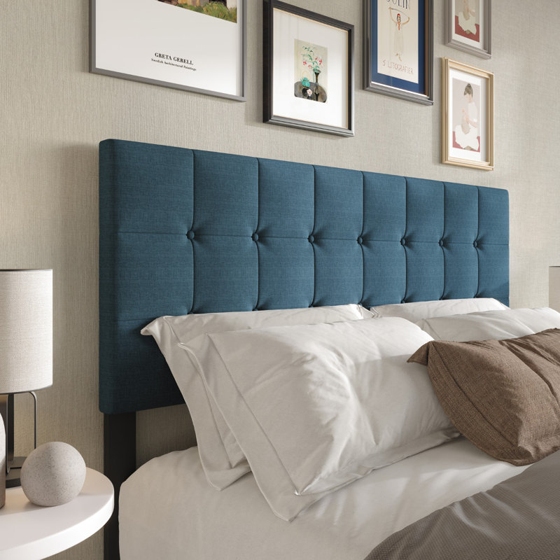 Tête de lit tapissier Muntajar, Bleu denim, Grand