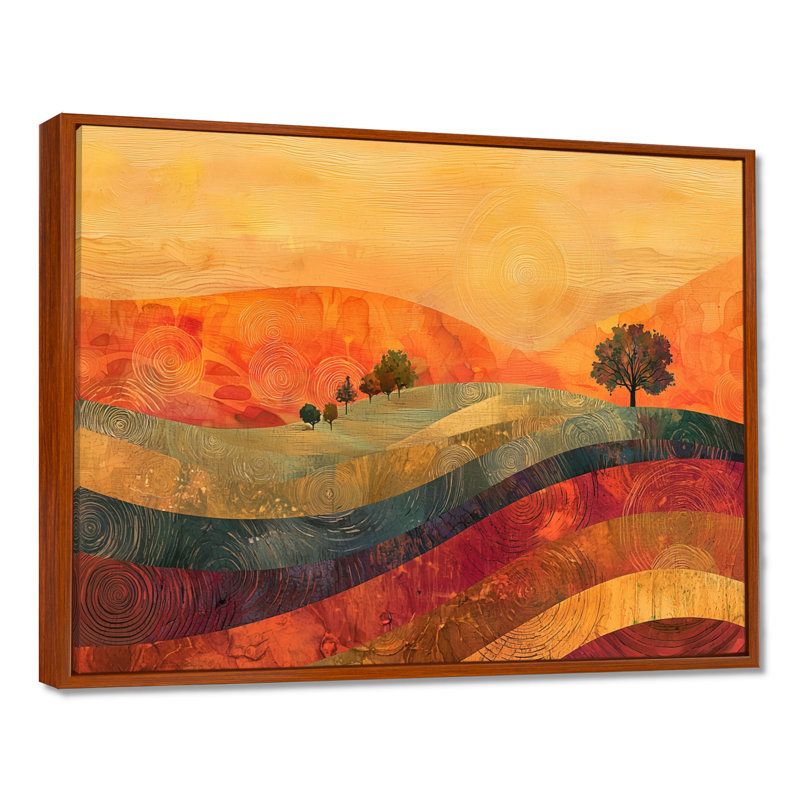 Ifenna, fleurs saisonnières dans un paysage champêtre IV - Fleurs saisonnières sur toile, Brun, Impression encadrée flottante