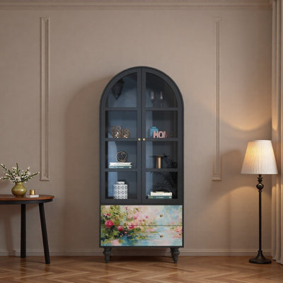 Vitrine en bois massif Floral