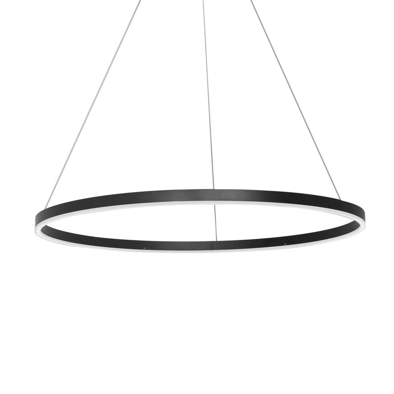 Stockham 1-Light Unique Geometric Chandelier Round Circle LED Kitchen Island Pendant, Matte Black, 3.5" H x 32" W x 32" D