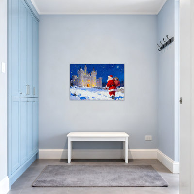 Christmas Santa Claus Castle Snow Night Starry Sky