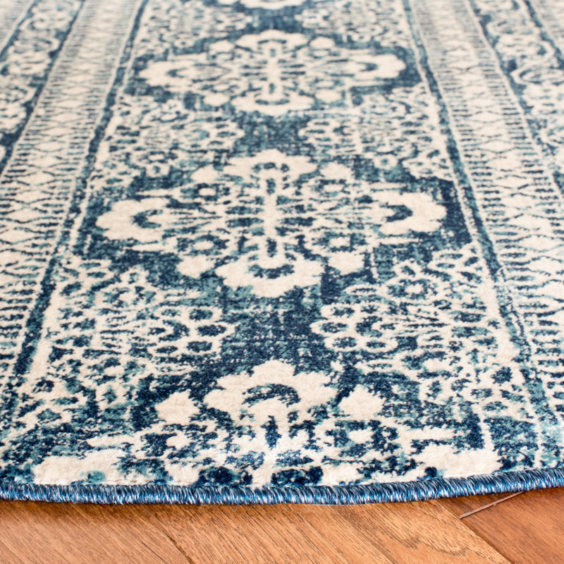 Tapis bleu royal / ivoire Annette, Rond 6 pi 7 po