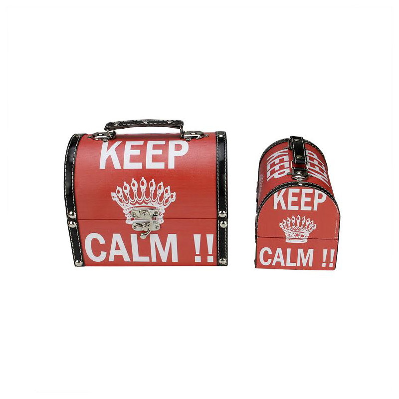 Rouge et blanc Keep Calm! Boîte de rangement décorative en bois