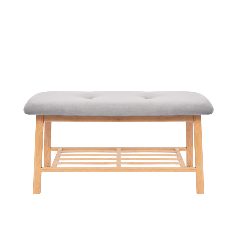 Tashaunda Shoe Bench with Storage Shelf for Entryway, Light Gray