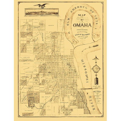 «Omaha Nebraska - Bemis 1876» par Bemis Bemis (18 X 24) # NEOM0002