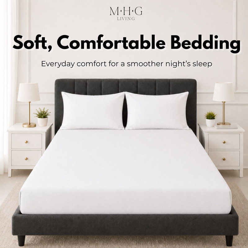 MHG Living Ultra Soft Fitted Bed Sheet with Pillowcase Pair – Deep Pocket Microfibre Mattress Cover - Small Single/Single/Small Double/Double/King/Super King