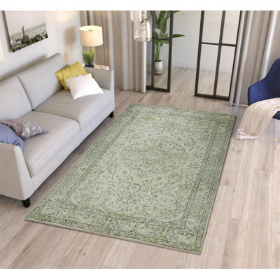 Tapis décoratif vert à motif oriental rétro