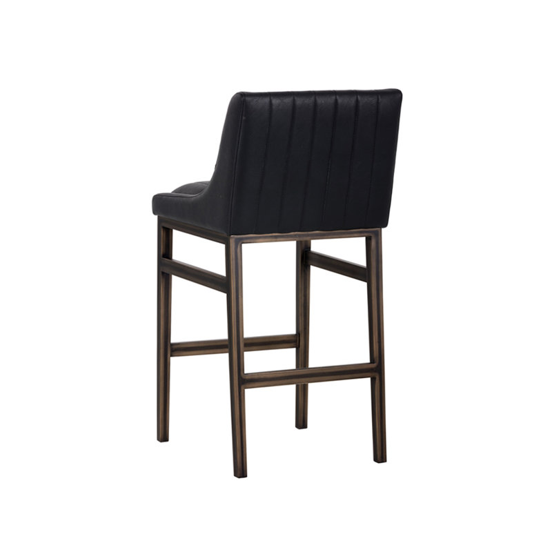 Halden Armless Bar & Counter Stool, Bar Stool (30" Seat Height), Black Seat/ Dark Brown Frame