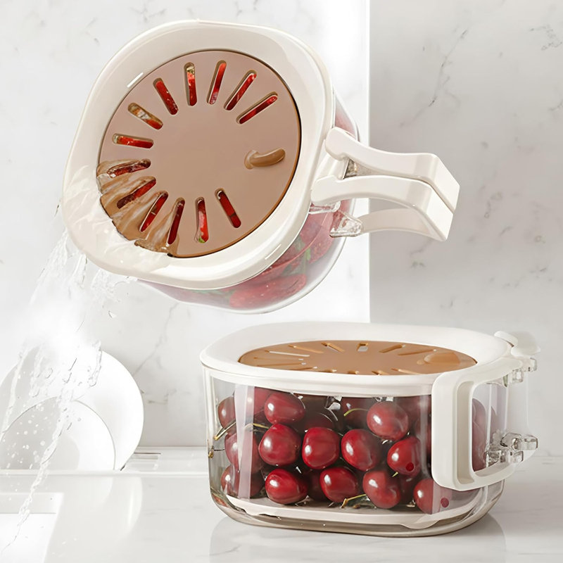 Passoire à fruits multi-usages avec poignée pliable, bol égouttoir à fruits empilable, contenant à collations réutilisable pour la cuisine et les pique-niques