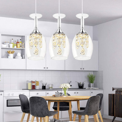 Alany 3 - Light Silver Kitchen Island Cylinder Pendant Light