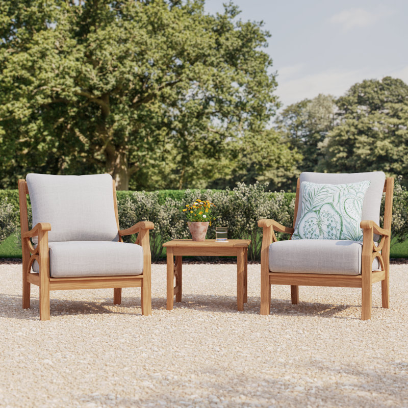 Brunswick Teak 2 - Person Patio Conversation Set with Cushions, Beige