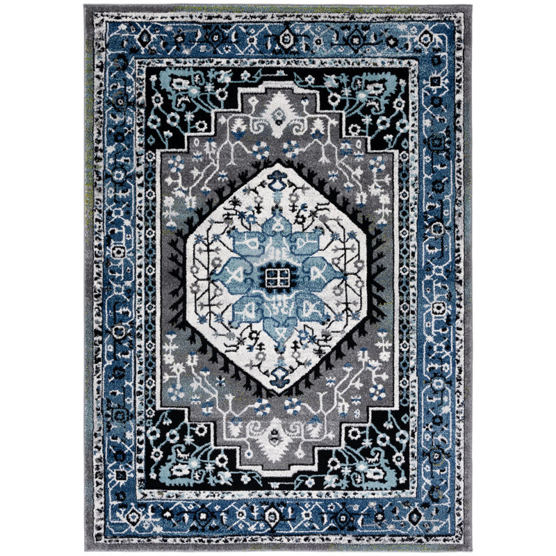 Tapis bleu / gris Evanoff, Rectangle 8 pi x 10 pi