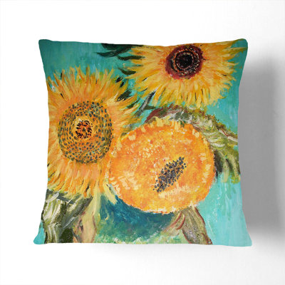 Sunflowers In A Vase Square Throw Cushion