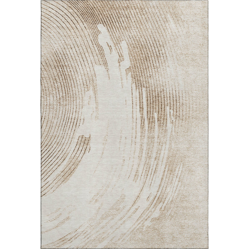 Premium Machine Washable Mayfield AMF2133 swirls Rug, 2'6" x 3'10", Brown