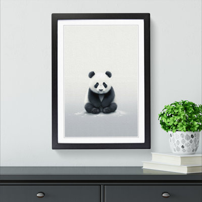 Panda Minimalism - Single Picture Frame Print on Wood