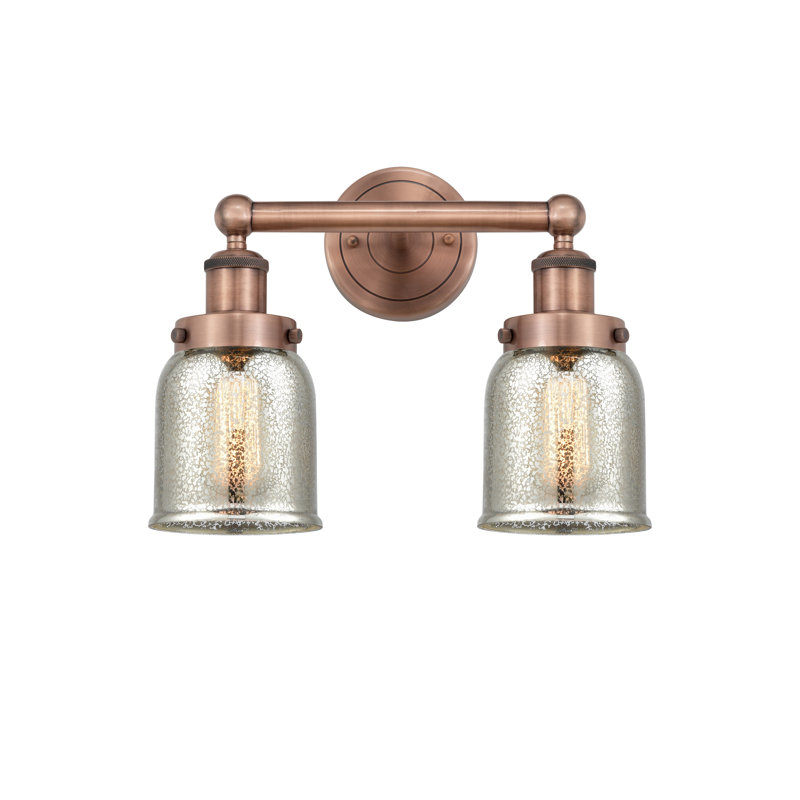 Éclairage pour meuble-lavabo à 2 lumières à intensité variable Corralitos, Cuivre antique, Argent mercuré plaqué