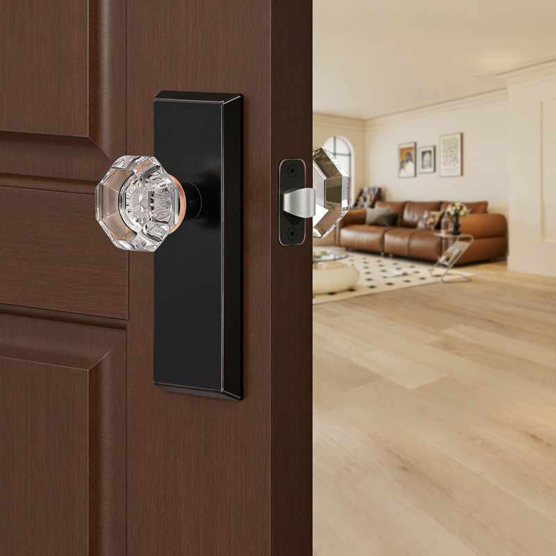 Oil Rubbed Bronze Octagonal Crystal  Passage Dooror Knob, Oil Rubbed Bronze, Passage