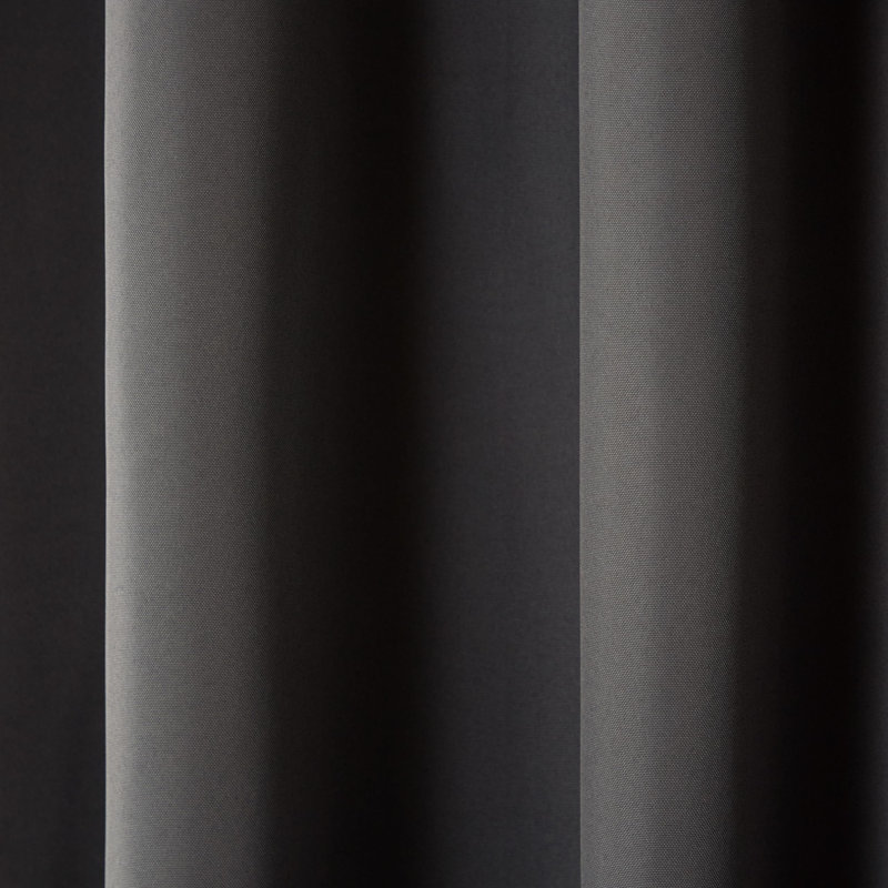 Cabana Solid Heavyweight Indoor Outdoor Curtains  Light Filtering Opacity With Grommet Top  Water Repellent, Charcoal