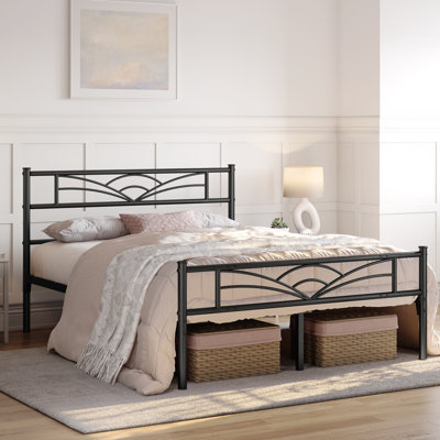 88.5cm Height Metal Bed Frame with Cloud-inspired Design Headboard