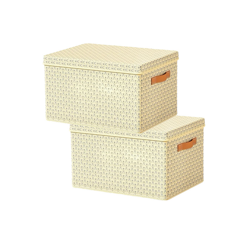 2 bacs de rangement pliables avec couvercles, boîtes de rangement avec poignées de transport et carton lourd robuste, L 16,5 po x l 11,8 po x H 7,8 po, pour les chaussures, les livres et les vêtements