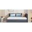 Canapé-lit double en tissu avec 2 tiroirs de rangement, aucune boîte de lit requise, cadre de canapé-lit en tissu de lin (gris)-121070489