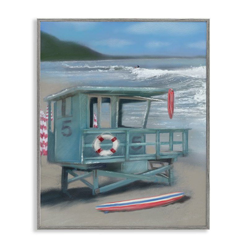 «Lifeguard Stand on Shore», art de la giclée encadrée par Matthew Piotrowicz, Estampe numérique Farmhouse, H 20 po x l 16 po