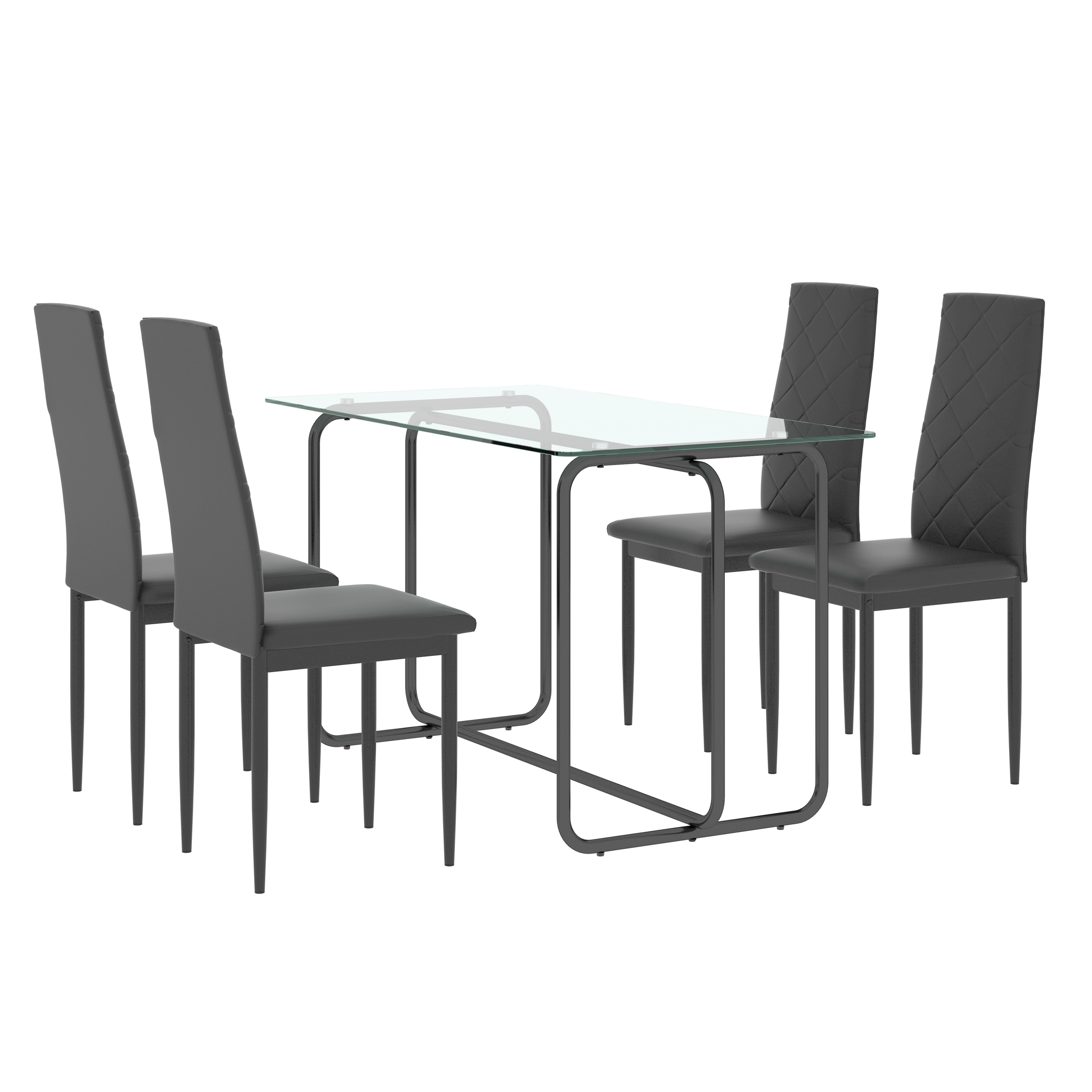 Ebern Designs Aaronae Rectangle Dining Table Set, Tempered Glass Dining