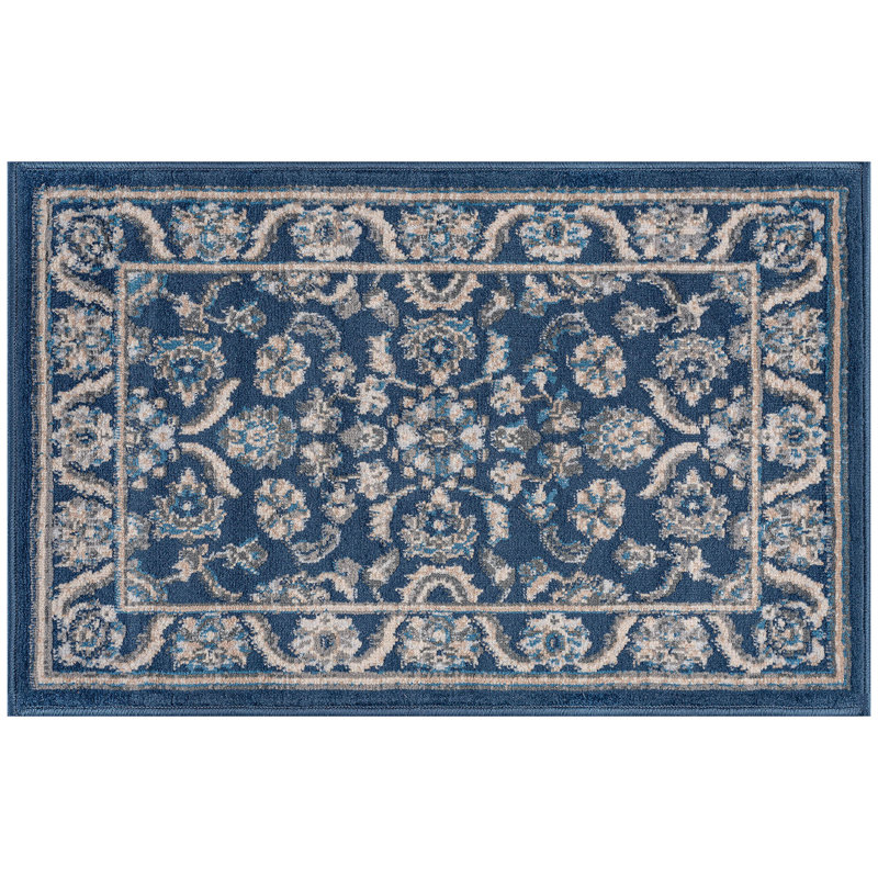 Tapis oriental bleu foncé Madison, Rectangulaire 2 pi x 3 pi